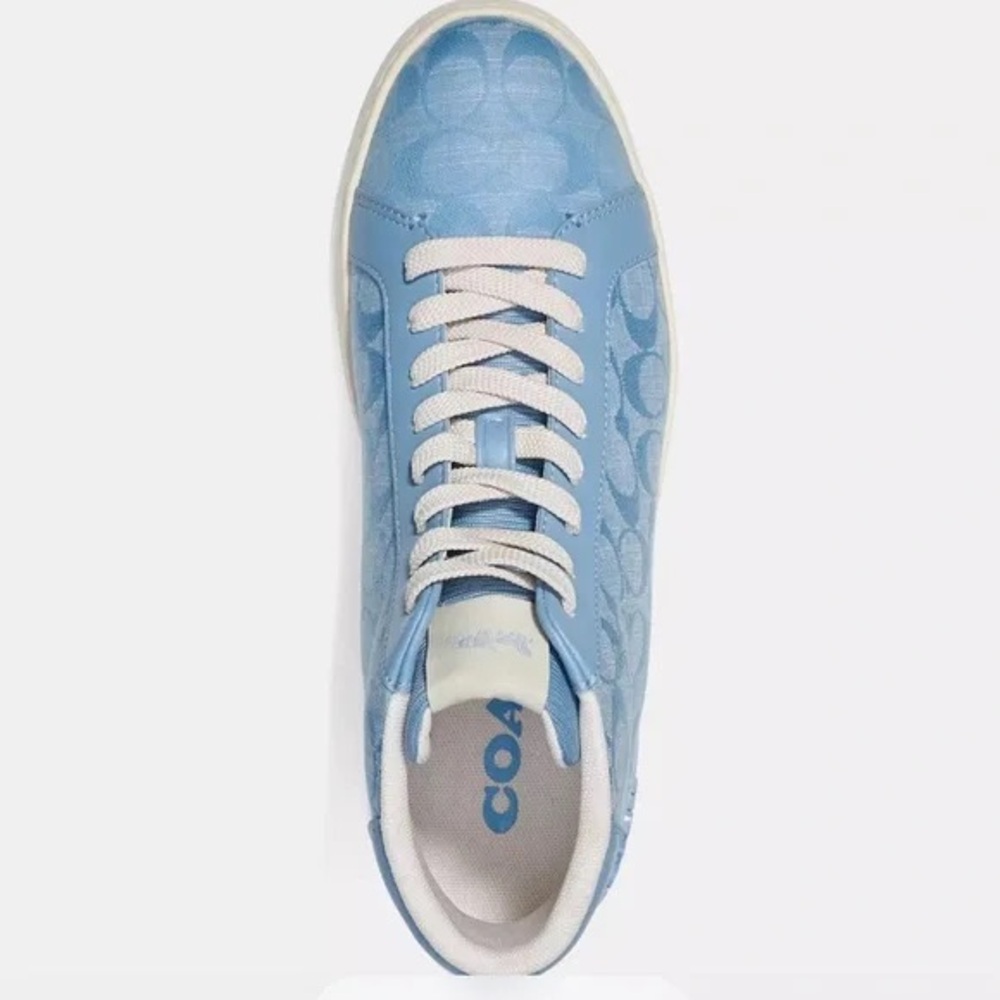 COACH Clip High Top Leather Sneaker Men’s Size 10.5 Cornflower Blue Unisex NEW - Picture 13 of 13